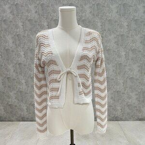 Sincerely Jules Tie Front Cardigan Sheer‎ Crochet Knit Feminine Soft Girl Layer